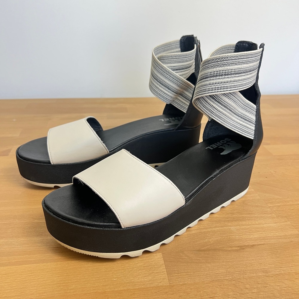 Sorel Cameron Flatform Ankle Strap Elastic Wedge Heel‎ Sandal 10